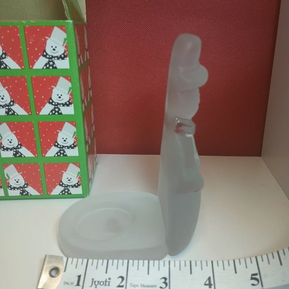 Vintage Toscany Collection Snowman Frosted Glass Votive Candle Holder in Box - Picture 5 of 8